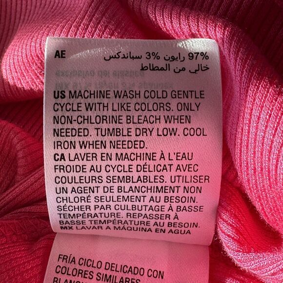 Bar III Large Top Long Balloon Puff Sleeves Sweetheart Neck Ribbed Stretch Pink - Picture 9 of 9